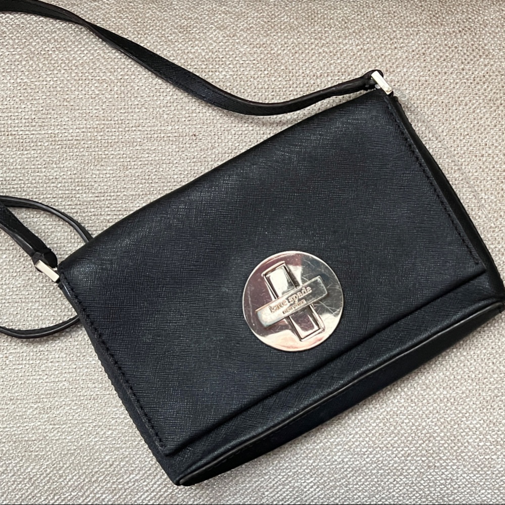 Michael Kors Black Crossbody with Silver Emblem
